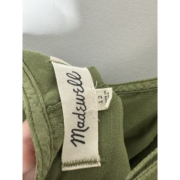 Madewell Women’s Olive Green Button Front Cotton Midi Dress Size 12 - Picture 7 of 8